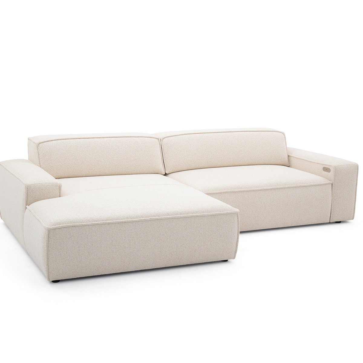 Canapé d'angle convertible 3 places en tissu chiné, ABEL beige, BOBOCHIC
