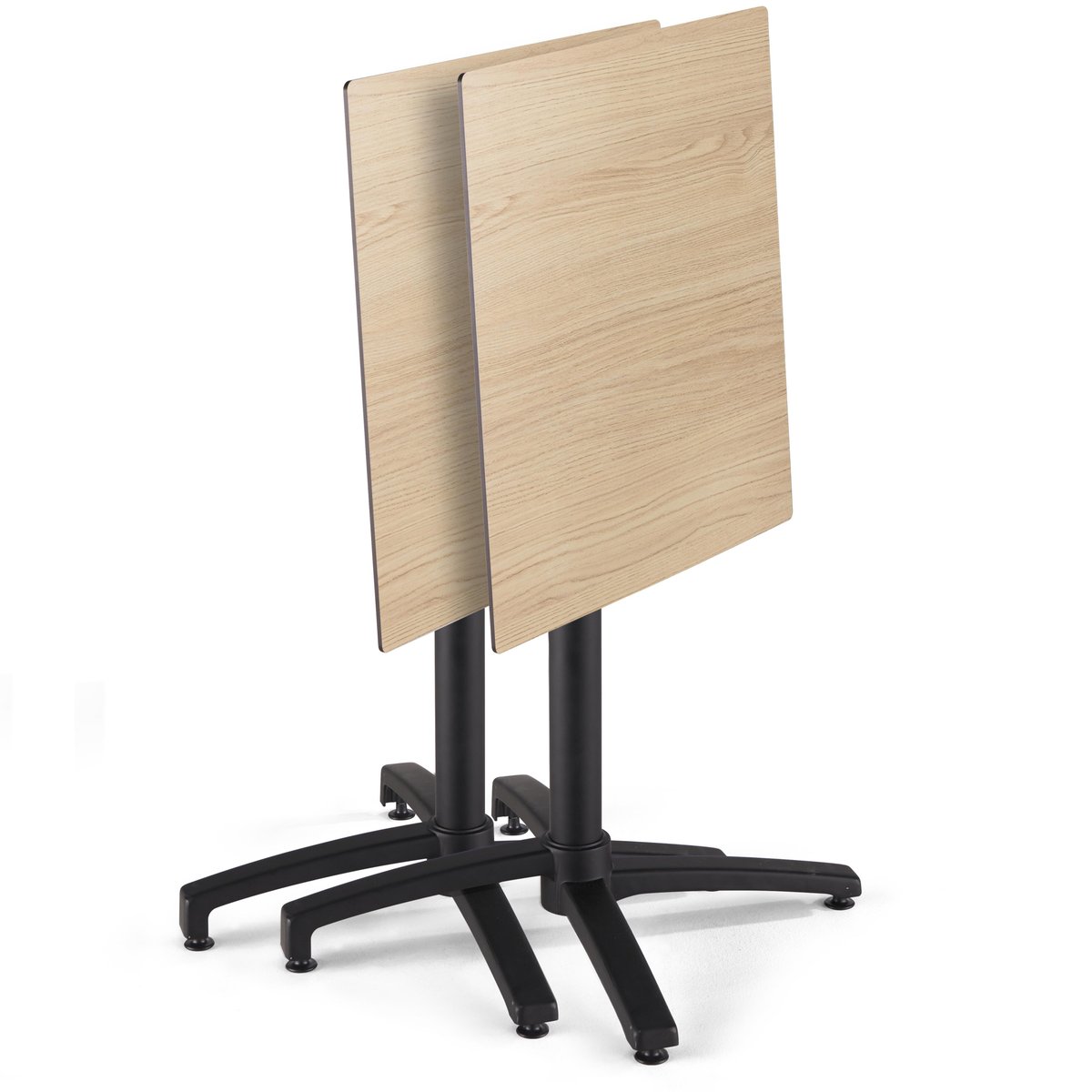 Table 60x60 cm inclinable stratifiée avec pied noir et chaises en métal, OPERA gris anthracite, OVIALA