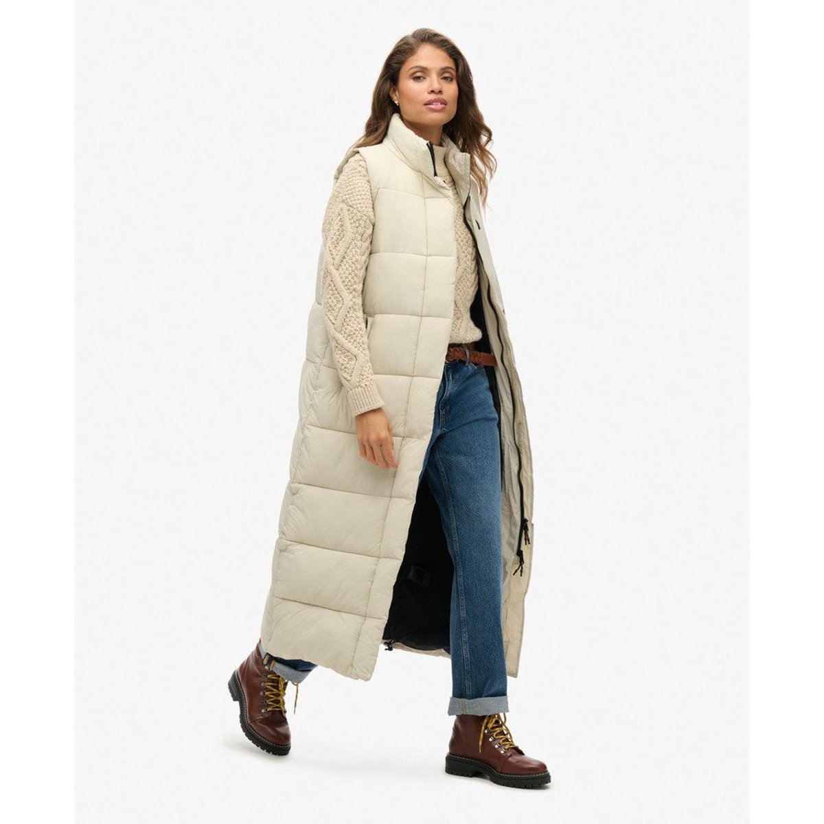 Gilet long sans manches Ripstop pélican, SUPERDRY