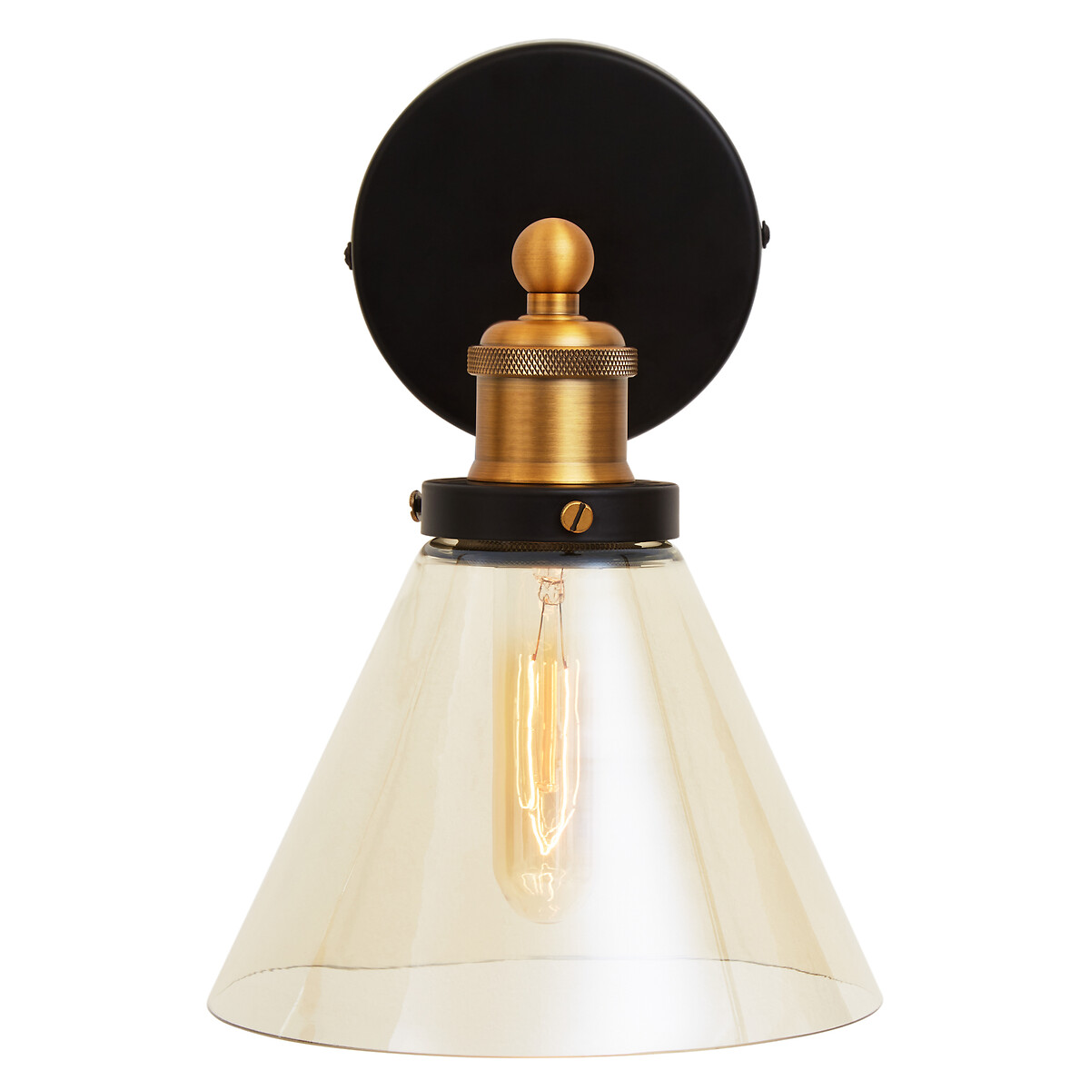 Trinny Wall Light with Glass Shade in Matte Black black, FIFTY FIVE SOUTH
