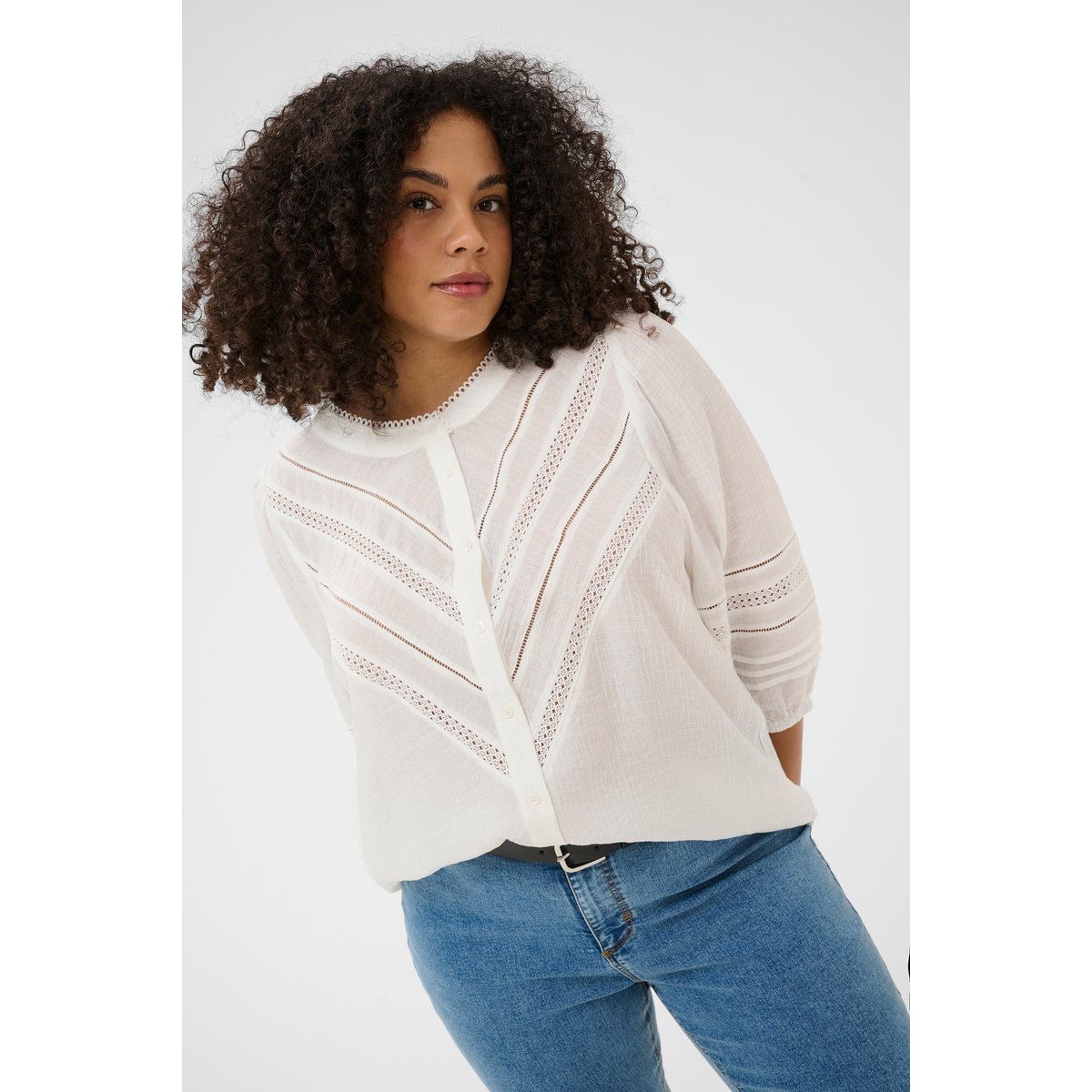 Chemise à manches longues blanc chalk, KAFFE CURVE