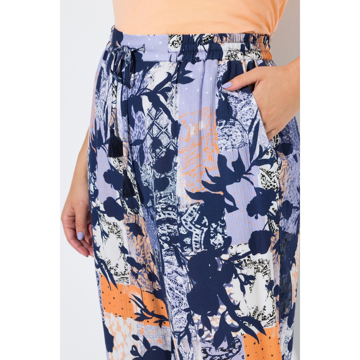 Pantalon Rose, imprimé à fleurs bleu encre, ULLA POPKEN