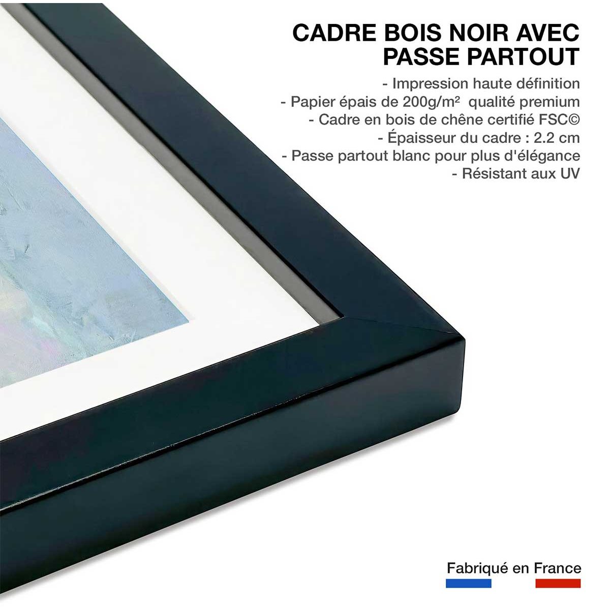 Affiche Ciel sur la côte affiche + cadre en bois - noir, HEXOA