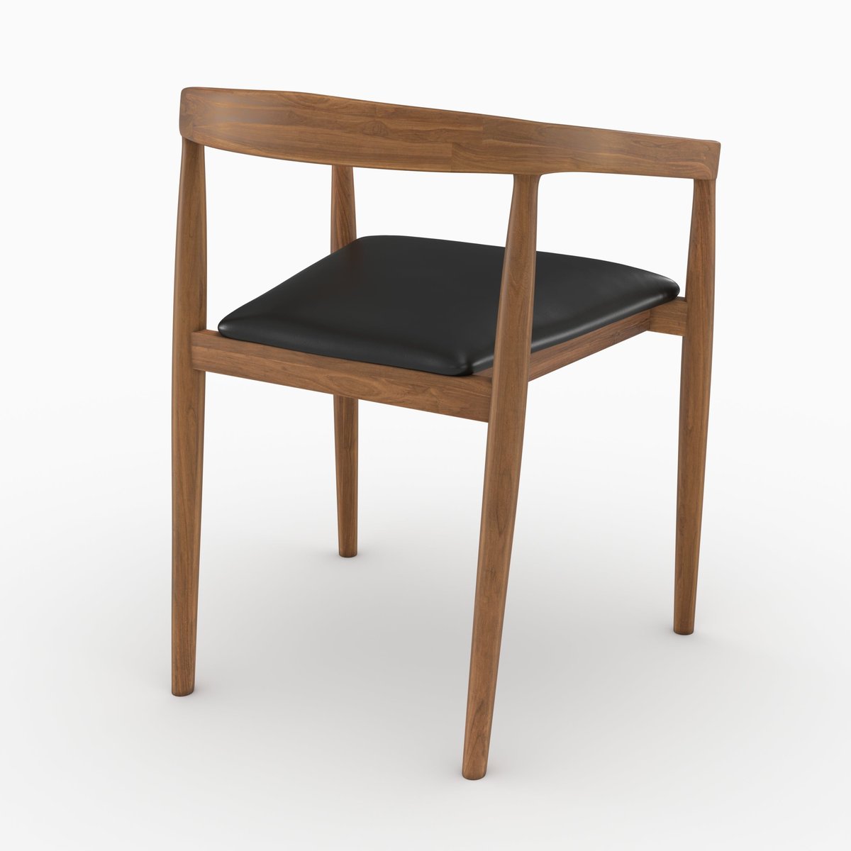 Lot de 2 chaises en bois de teck vernis et assise en cuir - BALI noir, MAISON PAVANE