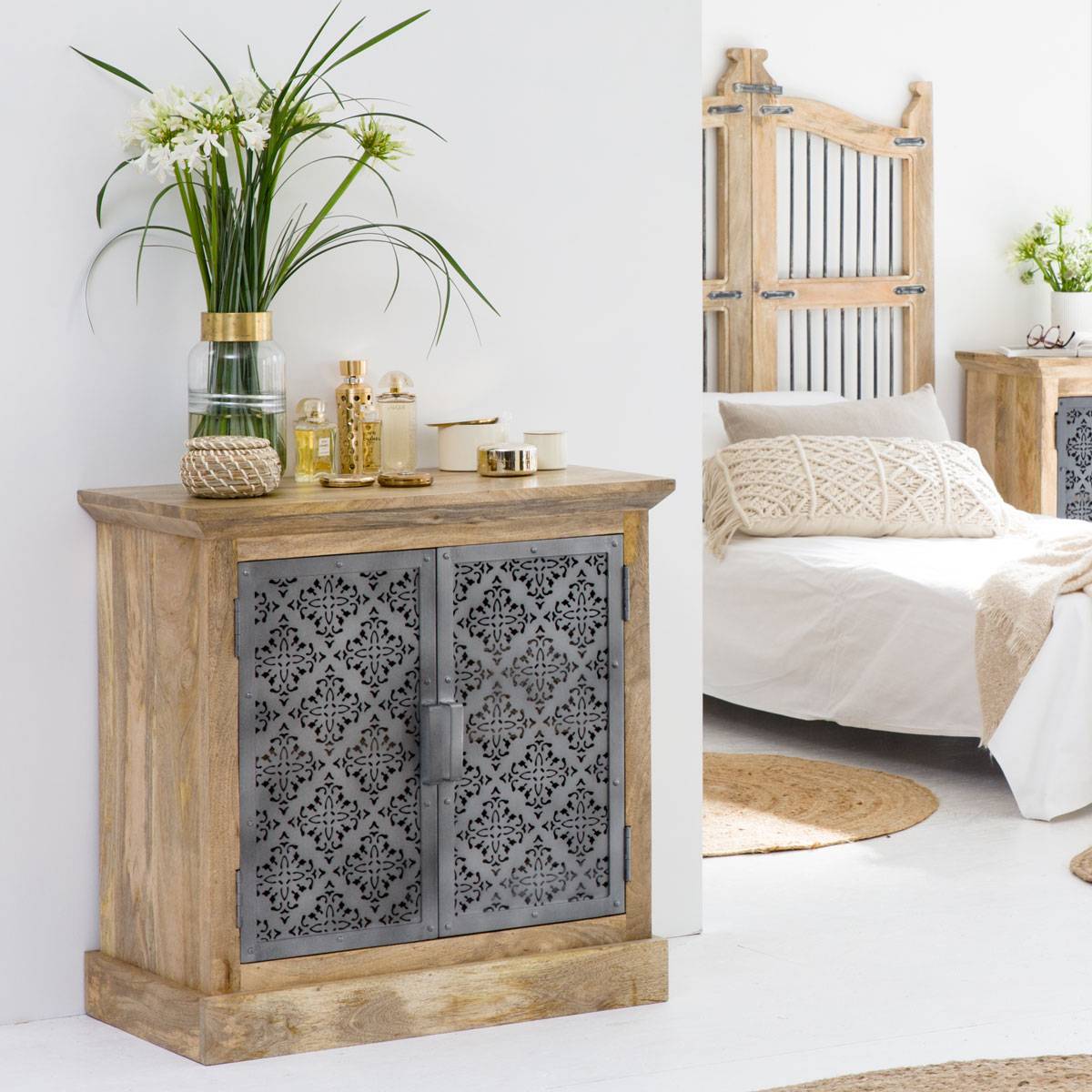 Buffet en bois de manguier SAHARA gris, MADE IN MEUBLES