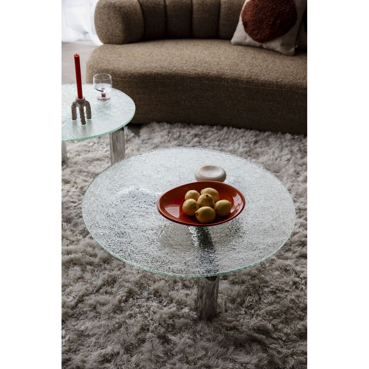 Table basse design ronde en métal, L.80 , MARLY chrome, DUTCHBONE