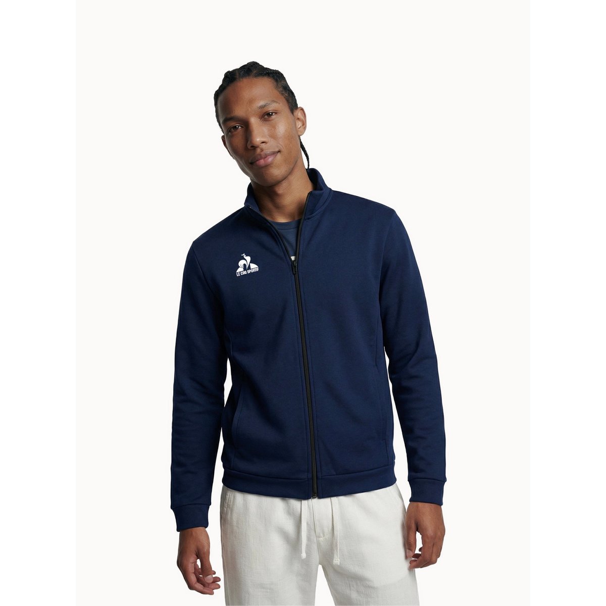 Veste zippée avec détails tricolores Teamsport blue, LE COQ SPORTIF