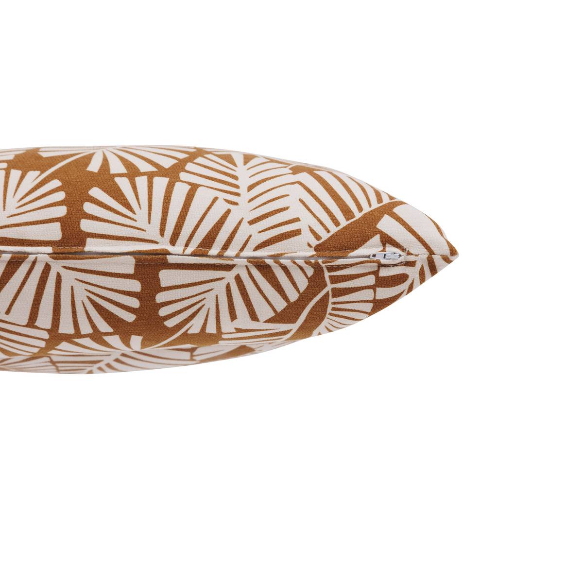 Coussin déco d'extérieur imprimé déhoussable FYLIE marron, HESPERIDE