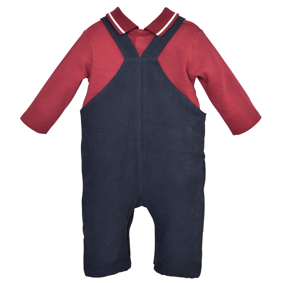 Salopette marine et t-shirt garcon bleu, SUCRE D'ORGE