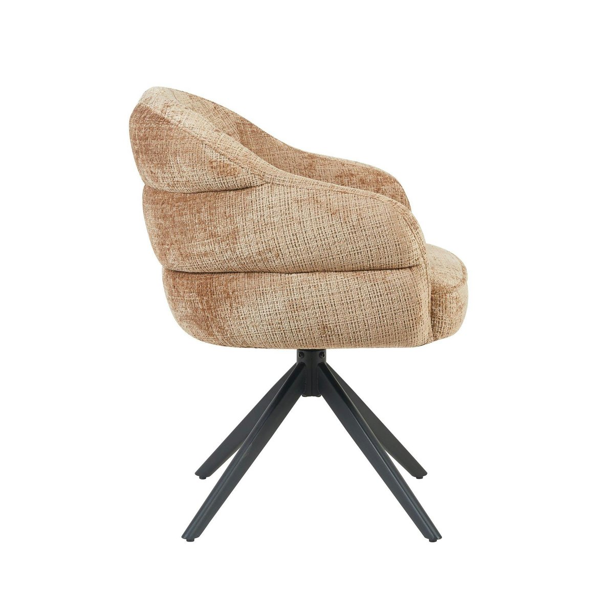 Chaise arrondie pivotante en tissu chenille (lot de 2) CORTINA marron, PIER IMPORT
