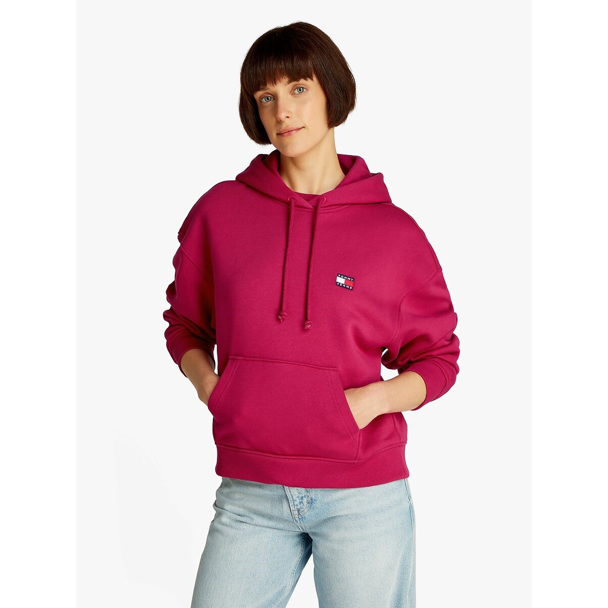 Sweat à capuche en molleton bordeaux, TOMMY JEANS