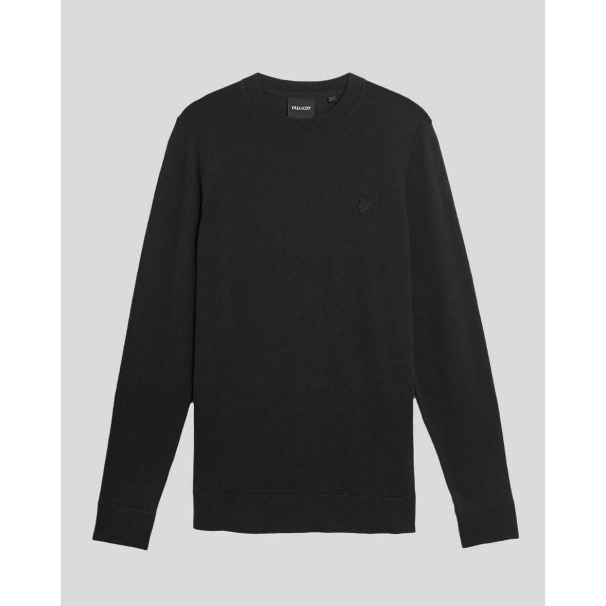 Pull en coton col rond noir jais, LYLE & SCOTT