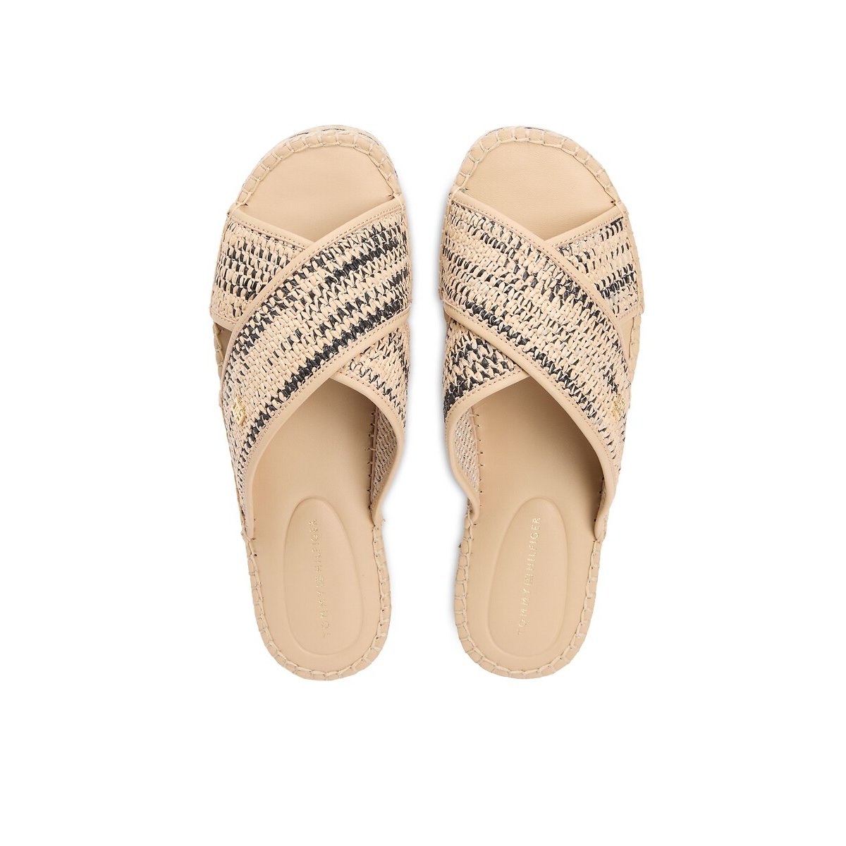 Espadrille mules en raphia beige/noir, TOMMY HILFIGER