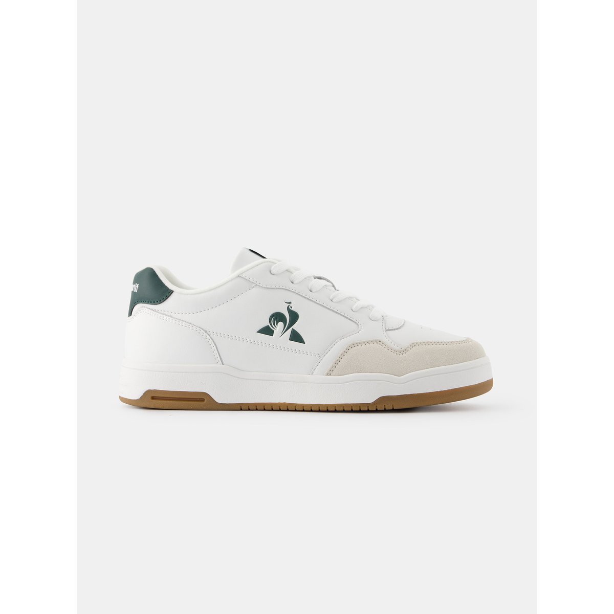Sneakers en cuir recyclé et suede LCS Master optical white/trekking green, LE COQ SPORTIF