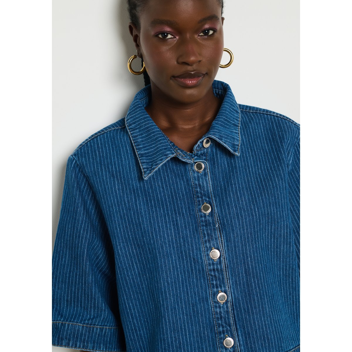 Chemise denim rayée medium blue, LOLALIZA