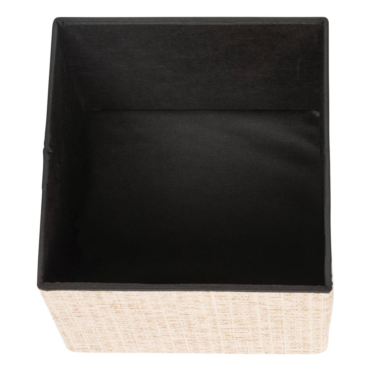 Pouf pliant coffre de rangement en tissu effet naturel OLMA creme, ATMOSPHERA