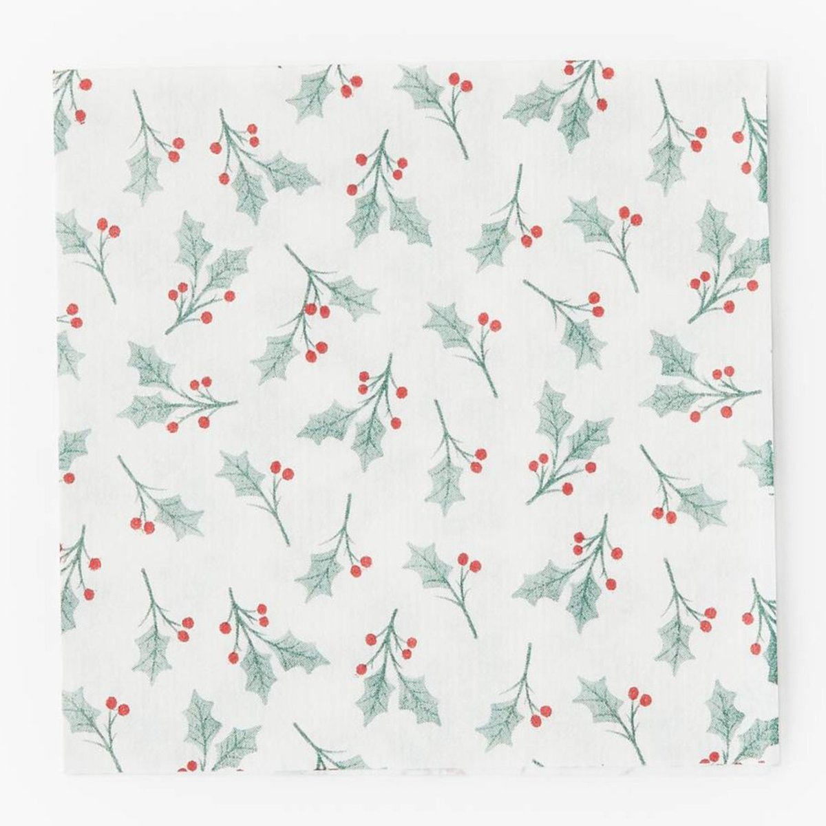 20 serviettes 25x25cm, imprimé multi houx blanc et vert, MONOPRIX