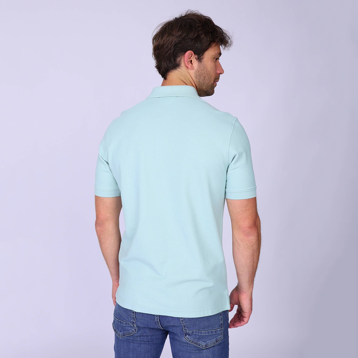 Polo Collin bleu glacier, MISE AU GREEN