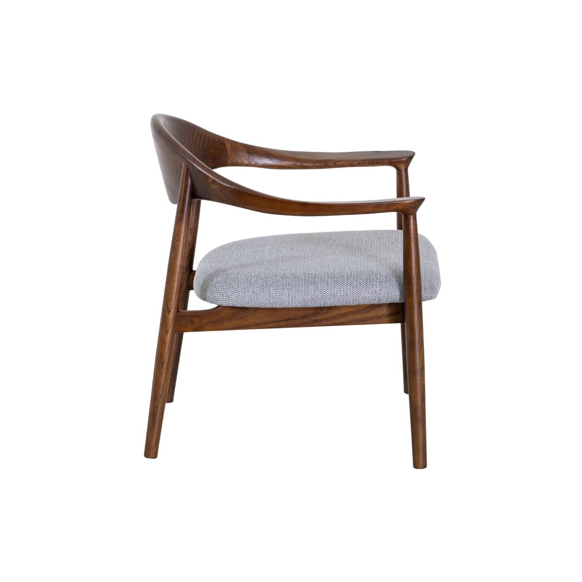Fauteuil en bois d'orme et tissu ORPHÉE bois foncé, MADE IN MEUBLES 