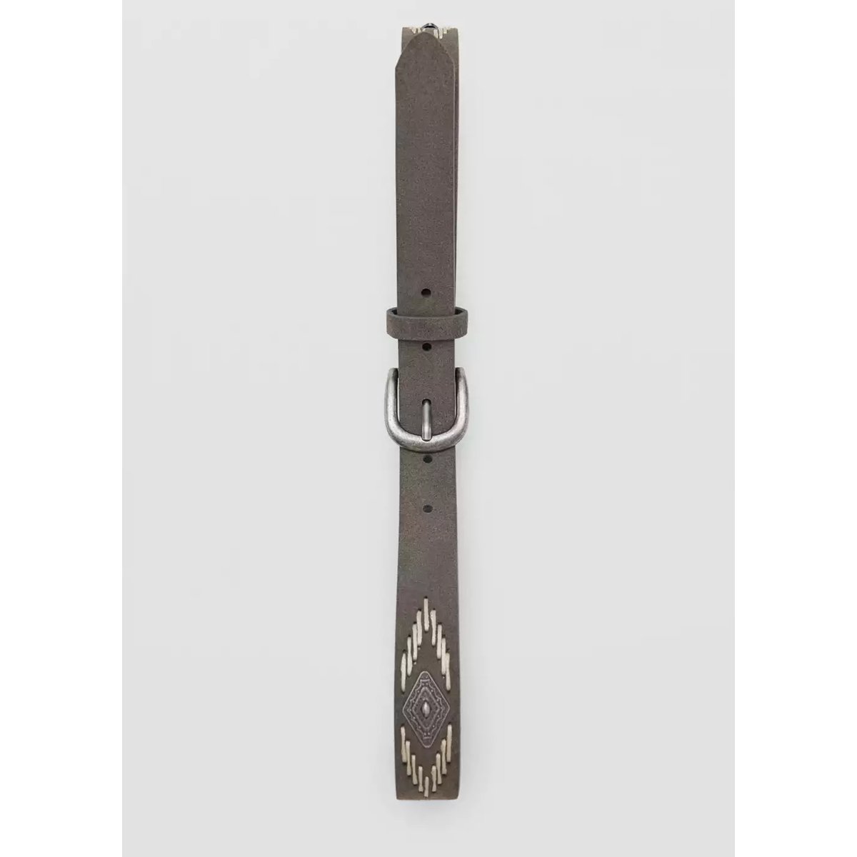 Ceinture en cuir avec détails brodés gris, MANGO TEEN