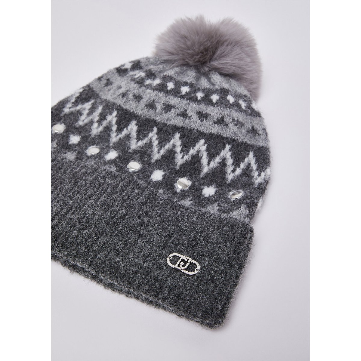 Chapeau jacquard avec clous anthracite, LIU JO