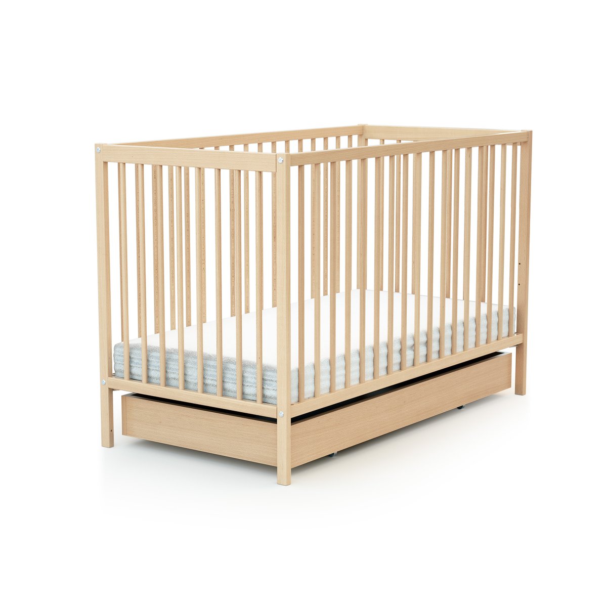 Tiroir de lit bébé en bois ROLO 60 x 120 hêtre verni, WEBABY