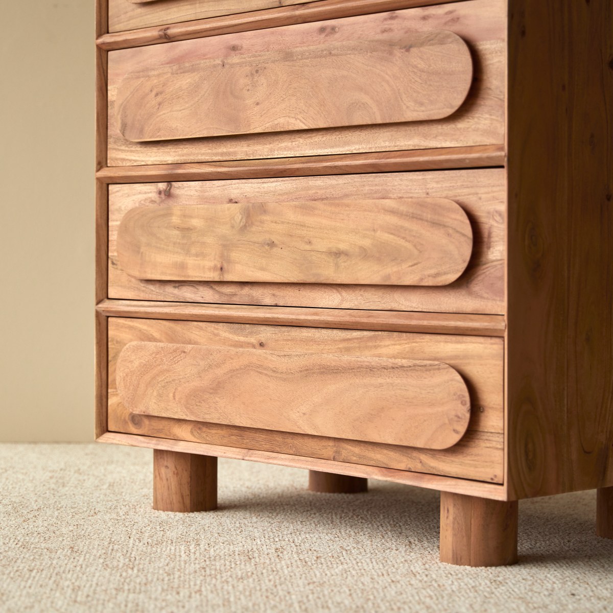 Chiffonnier en Acacia massif, OLGA naturel, TIKAMOON