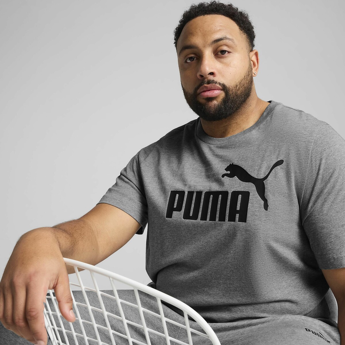 T-shirt manches courtes Essentiel gros logo gris, PUMA