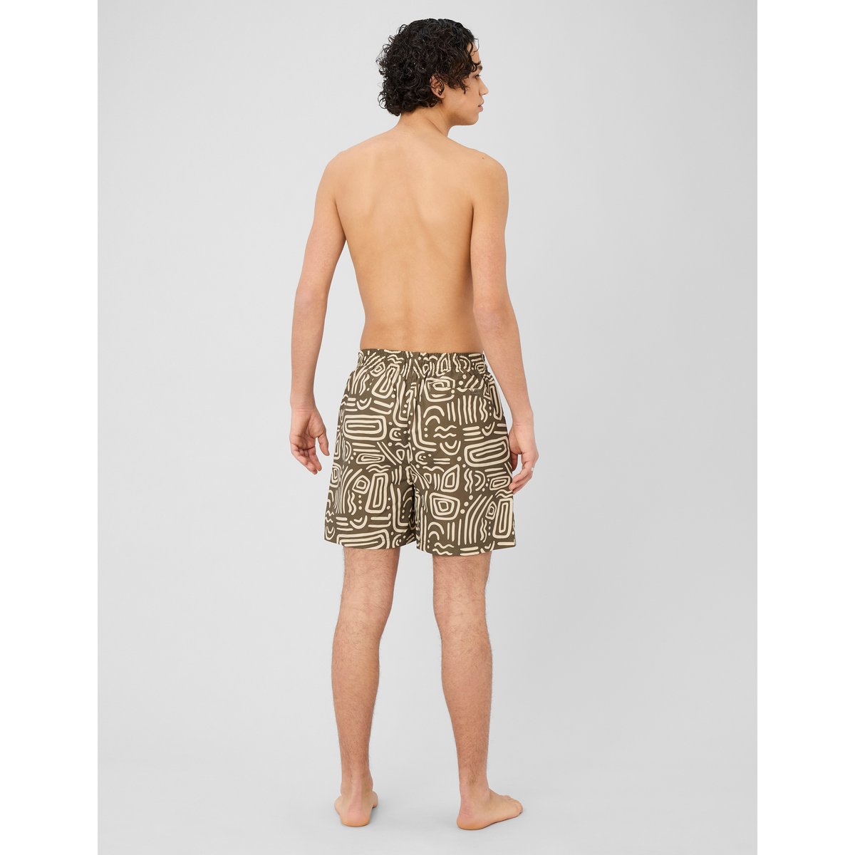 Short de bain imprimé vert kaki, BZB