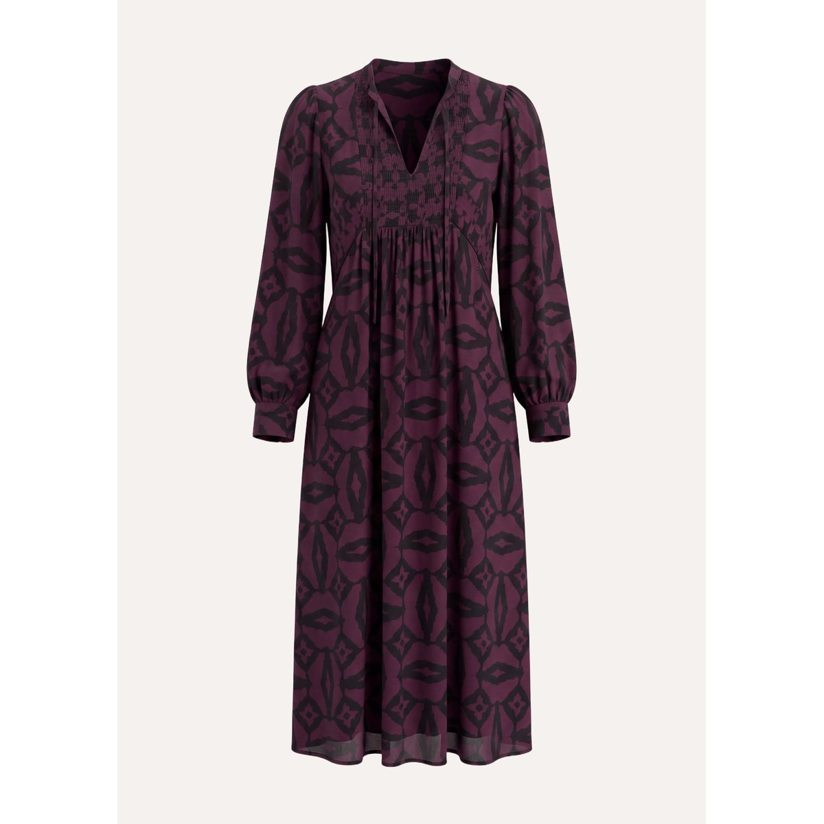 Robe longue manches longues encolure tunisienne noir/vin, LA FEE MARABOUTEE