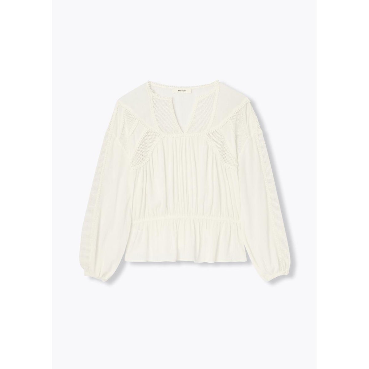 Blouse rétro unie ecru, PROMOD