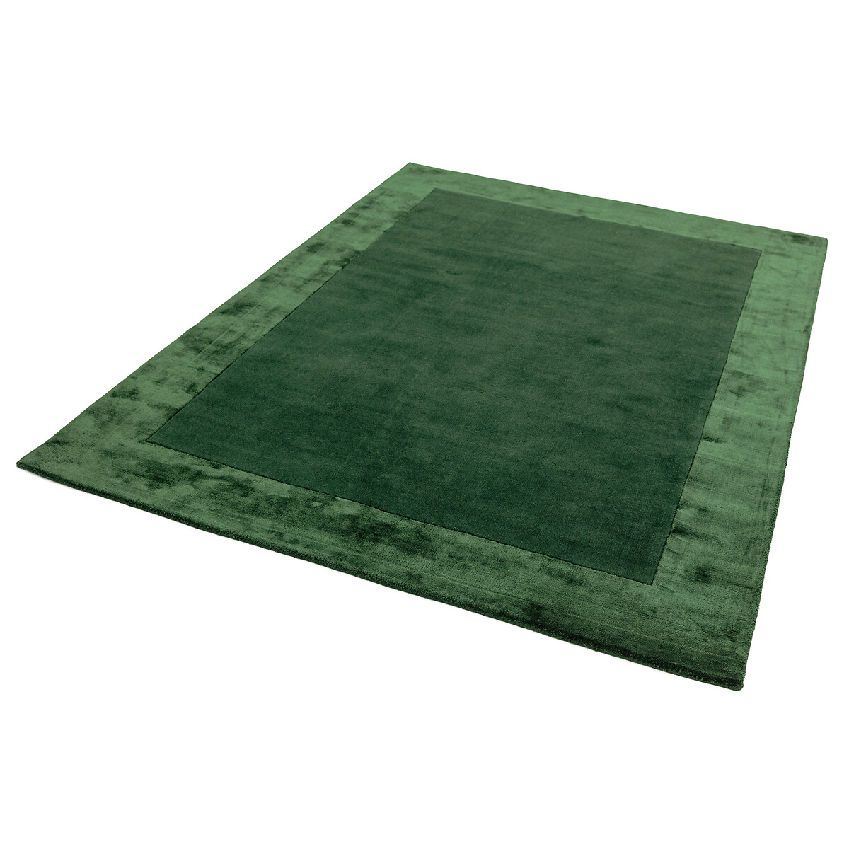 Hand Woven Wool & Viscose Border Rug green, SO'HOME