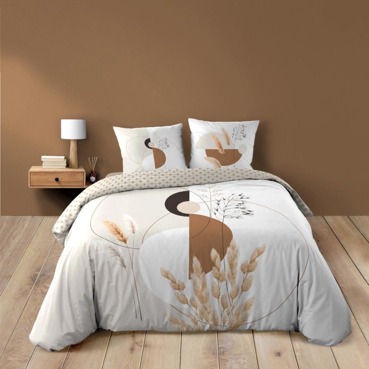 Housse de couette 240x220 + 2 taies PAMPA 100% coton blanc, DECORATIE