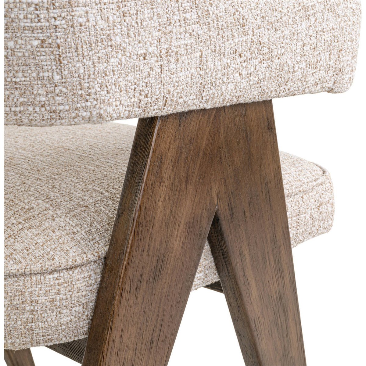 Chaise de salle à manger en tweed crème tweed et bois foncé, RECOLLECTION
