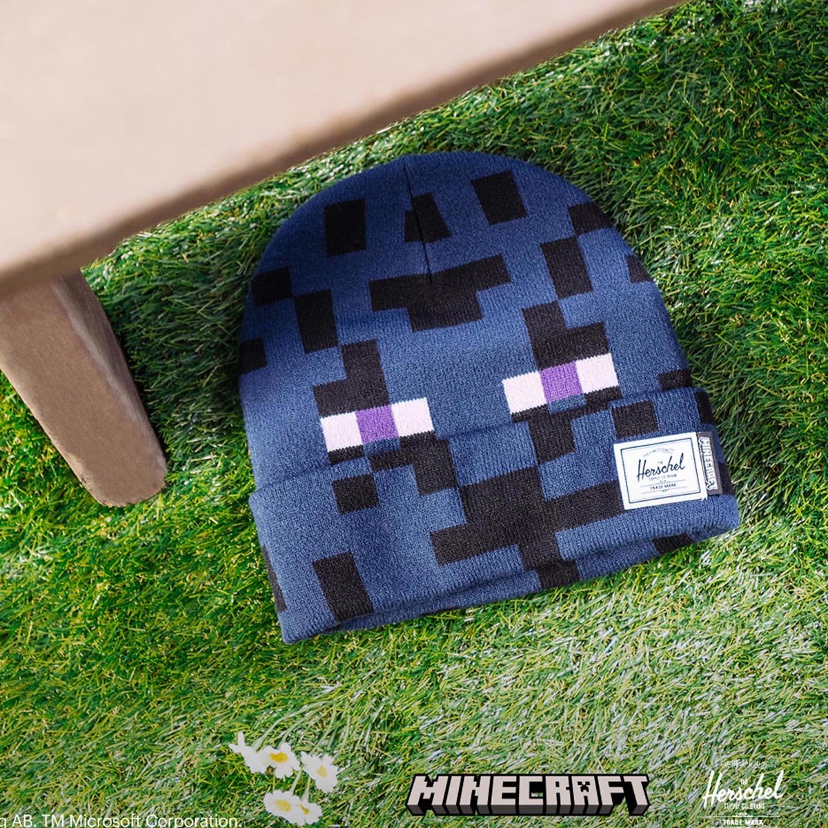 Bonnet à revers MINECRAFT ELMER UNISEX bleu pétrole, HERSCHEL