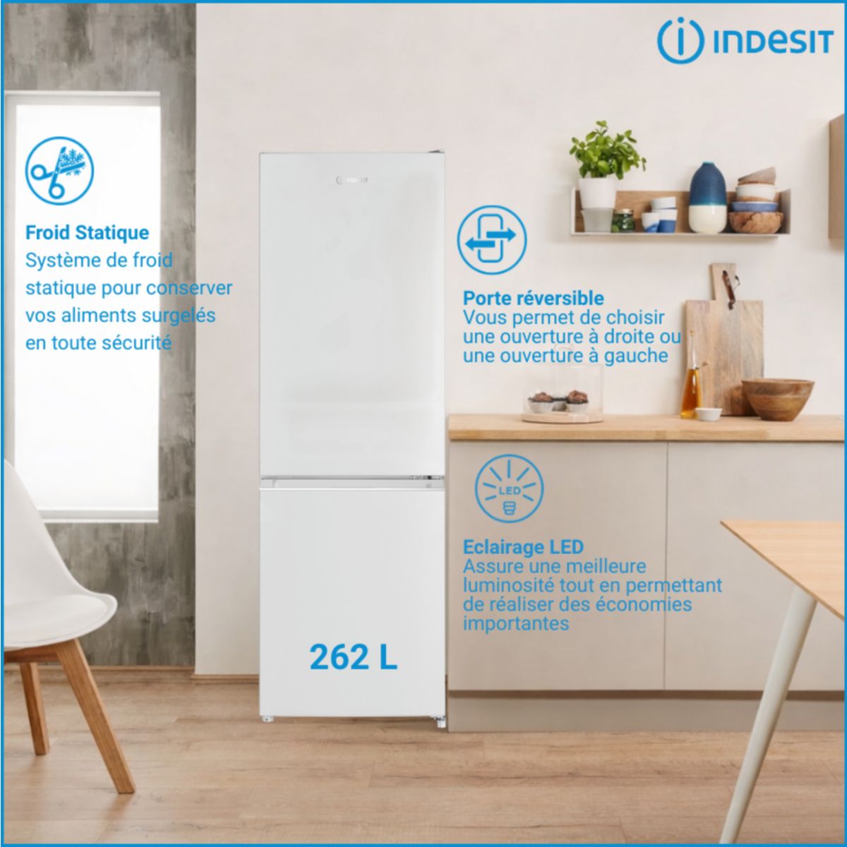 Réfrigérateur combiné INKS8261W4E blanc, INDESIT