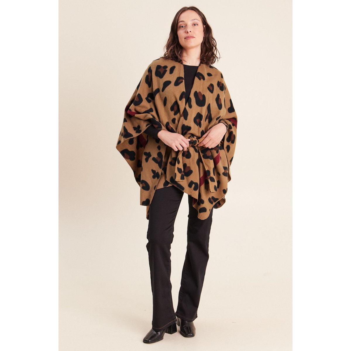Poncho ceinturé taupe, BREAL