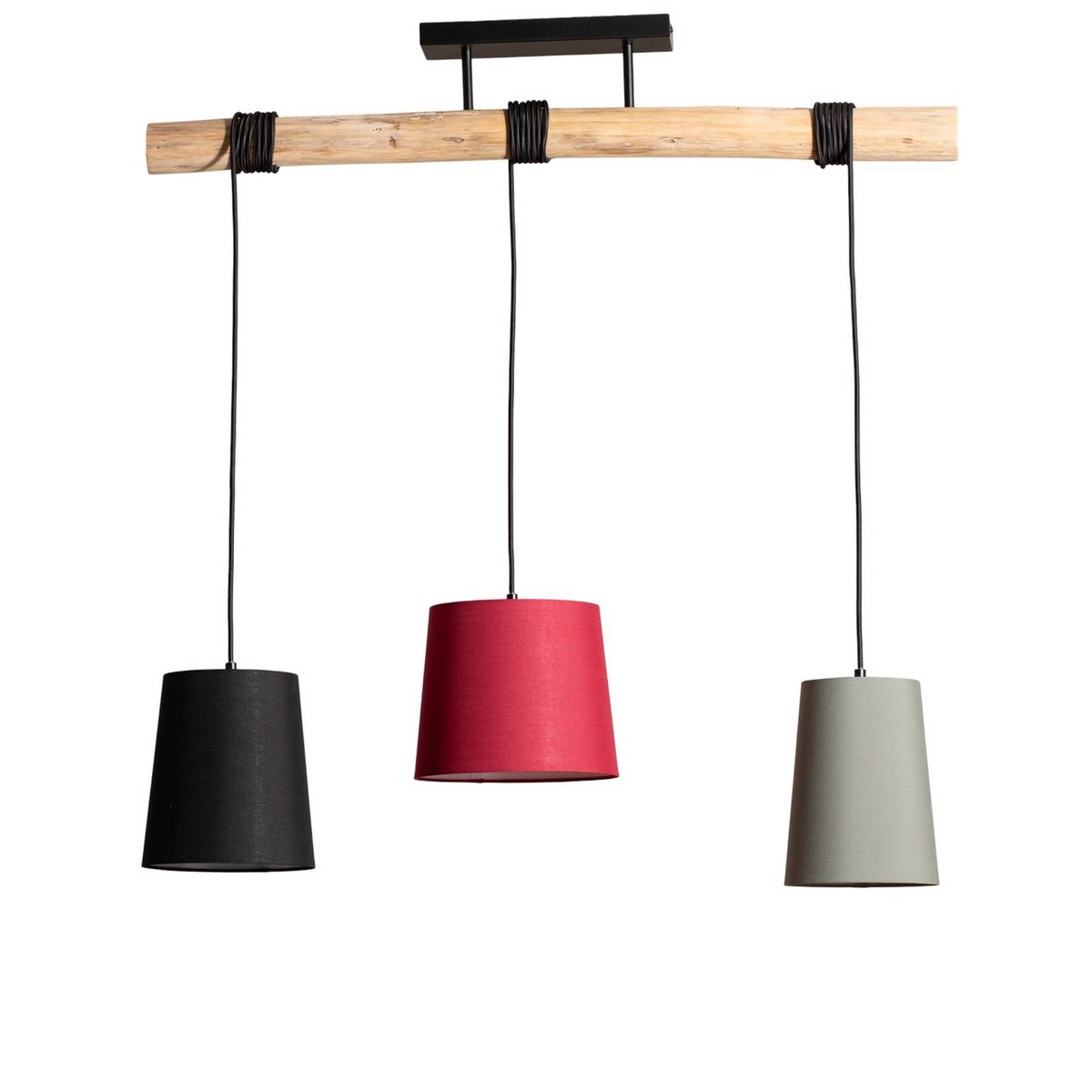 Suspension en textile jeunes, Amilia bois naturel, rouge, gris, noir, LINDBY