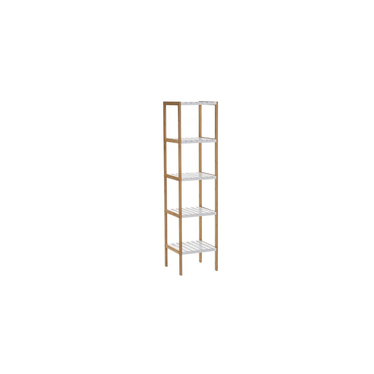 Étagère salle de bain bambou blanc 5 étages - 34x33x140cm blanc, WADIGA