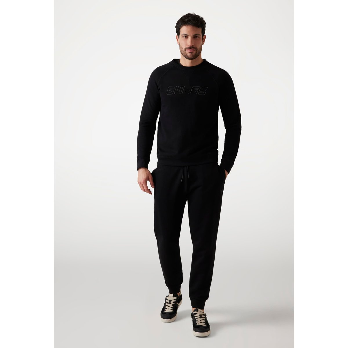 Sweat-Shirt Logo Frontal noir, GUESS