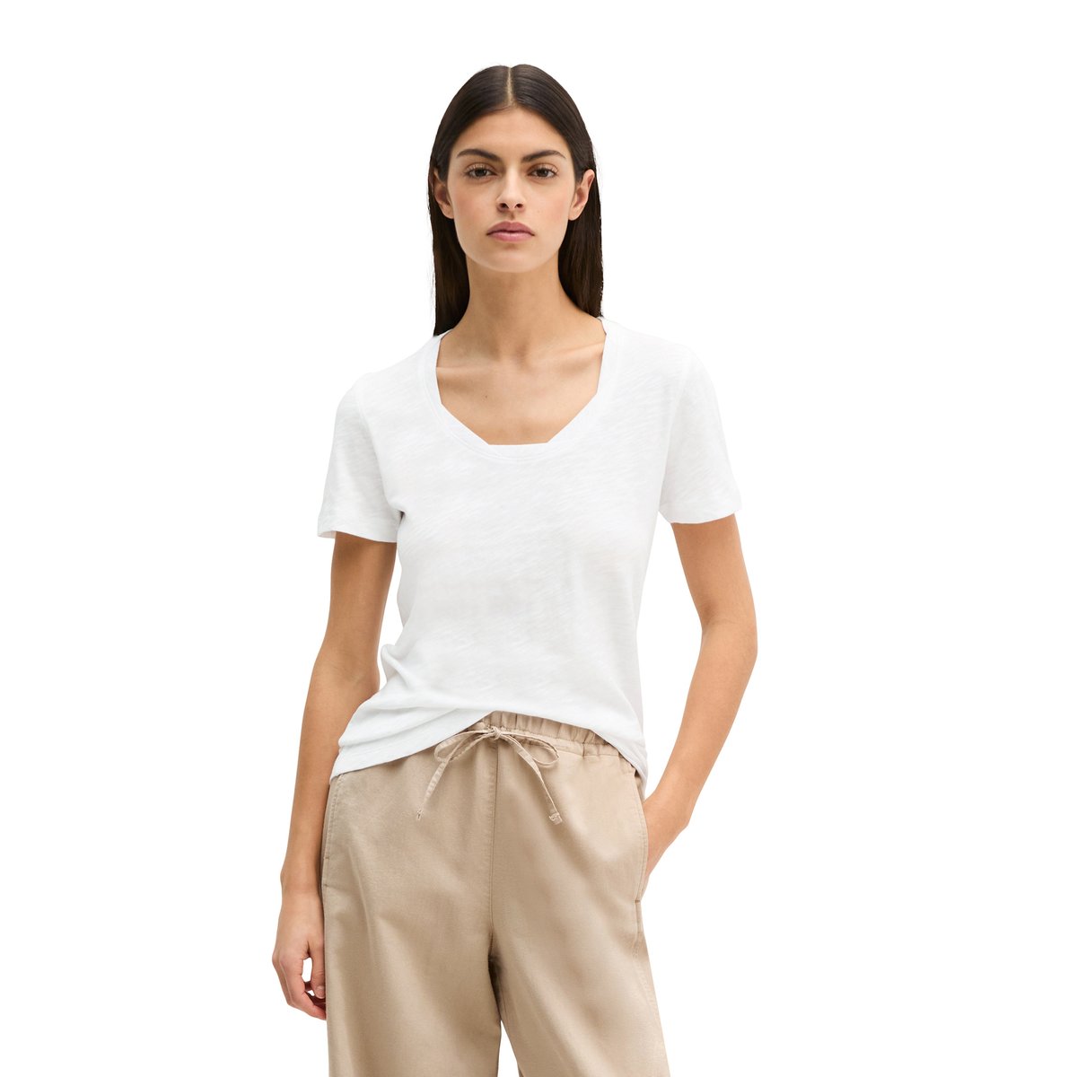 T-shirt en jersey DfC regular 100 % coton blanc, MARC O'POLO