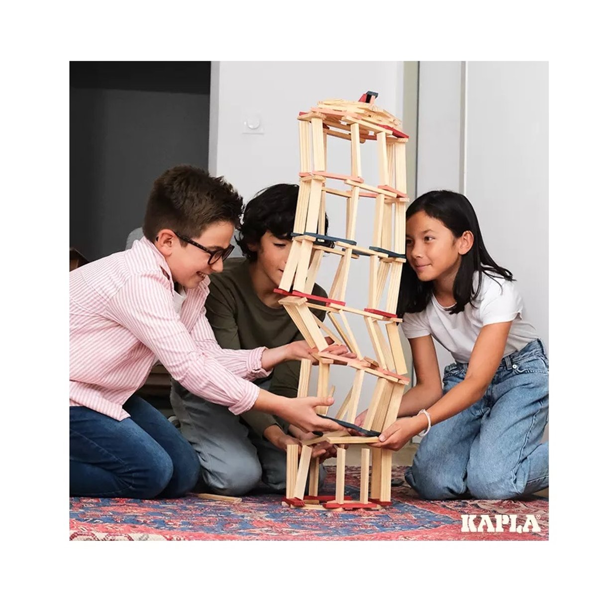 Baril Kapla 120 planchettes bleu rose rouge, KAPLA