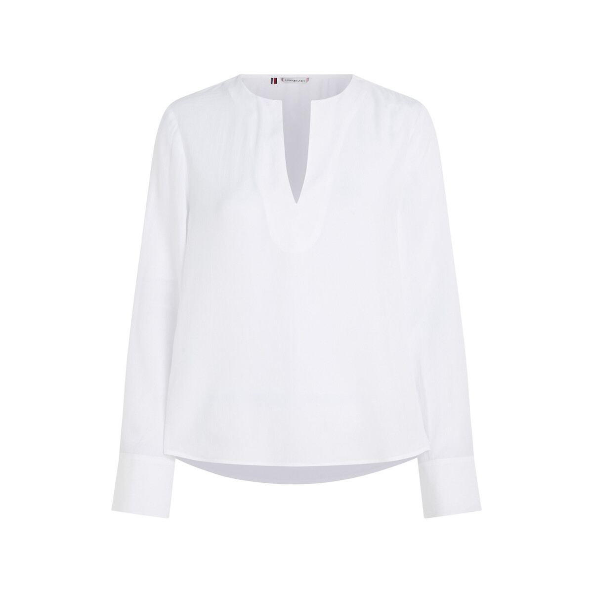 Blusa con maniche lunghe scollo a V bianco, TOMMY HILFIGER