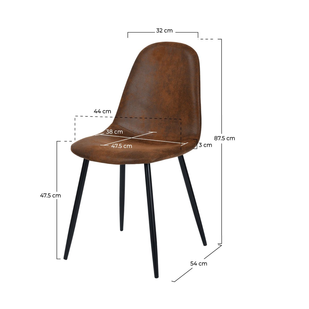 Lot de 2 chaises en microfibre effet vieilli - MALRIK marron vieilli, MAISON PAVANE