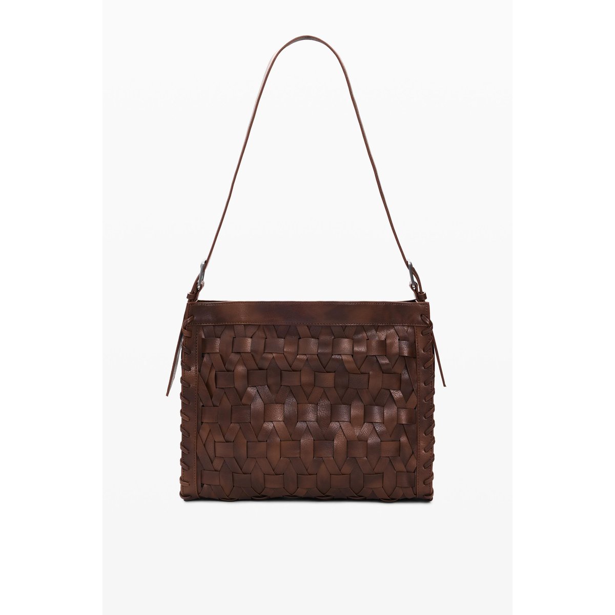 Sac moyen tressé marron, DESIGUAL