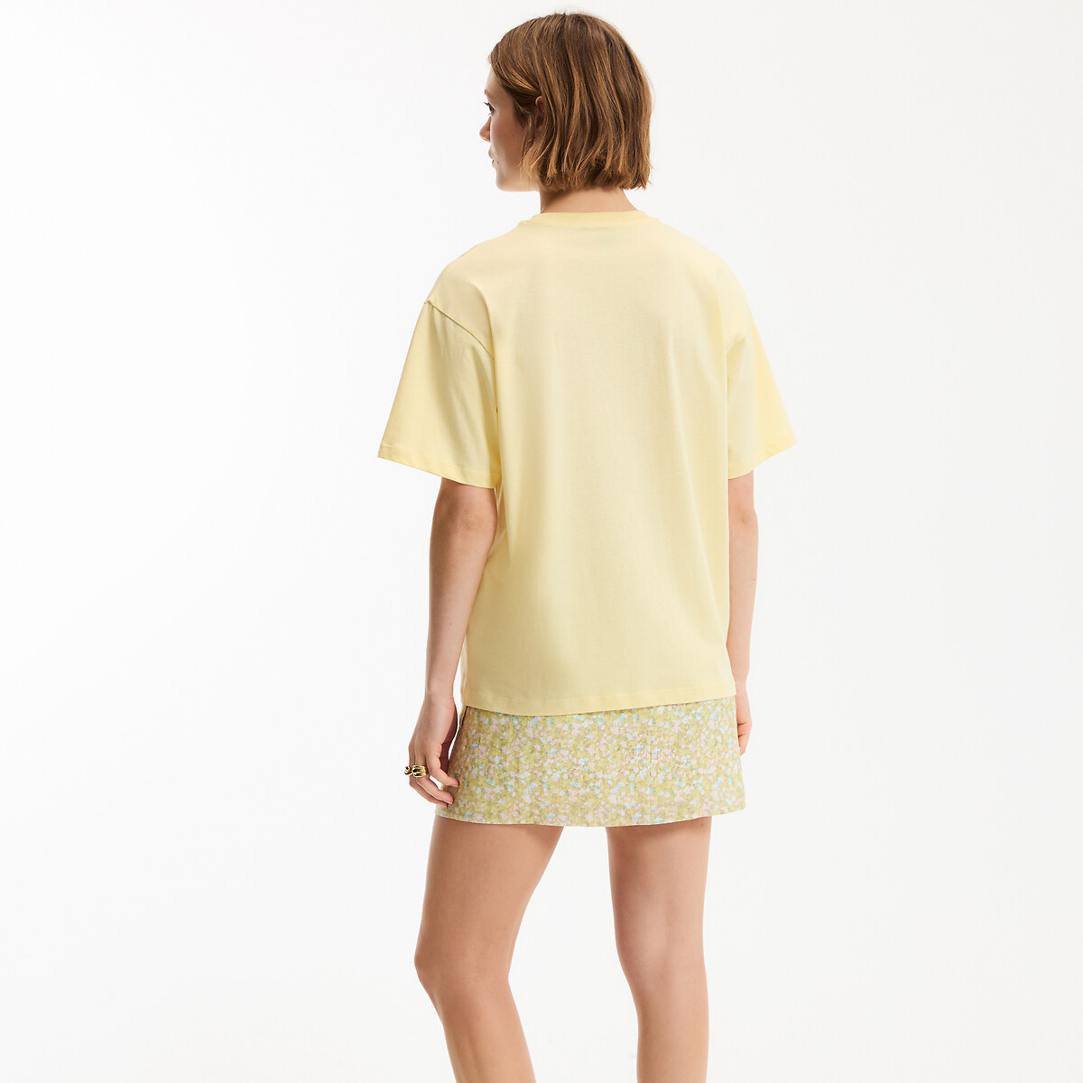 T-shirt à message, col rond, manches courtes jaune, LA REDOUTE COLLECTIONS