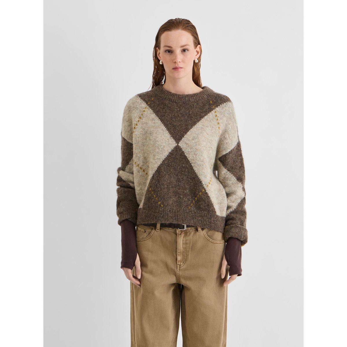 Pull En Maille marron - canteen1, ROUGE EDIT