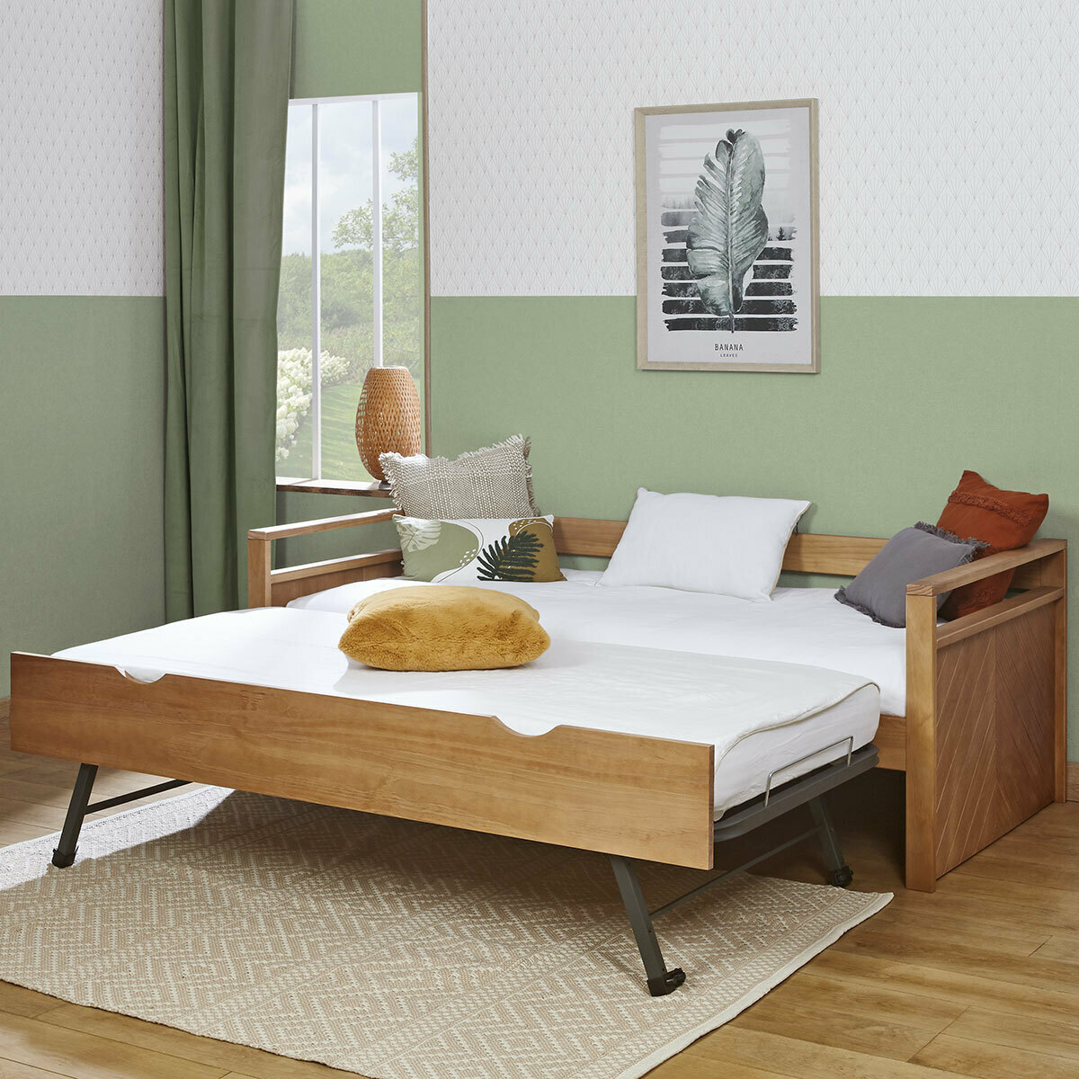 Lit banquette gigogne Bois massif IVY bois, AKITEN RETAIL