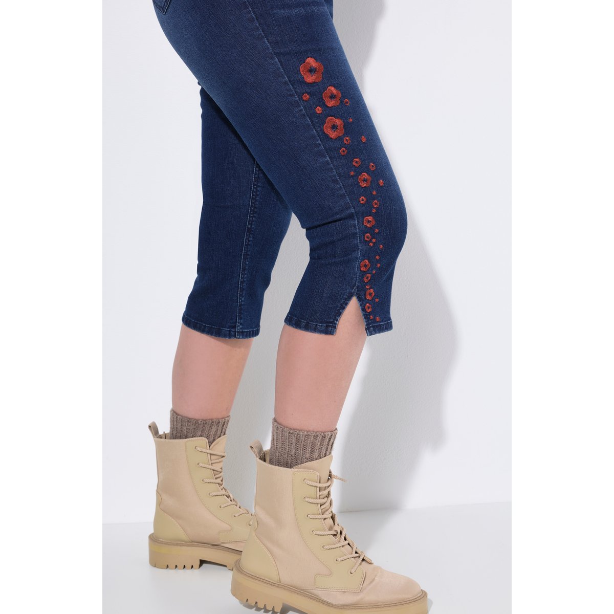 Corsaire en jean, tissu denim extensible bleu jean, ULLA POPKEN