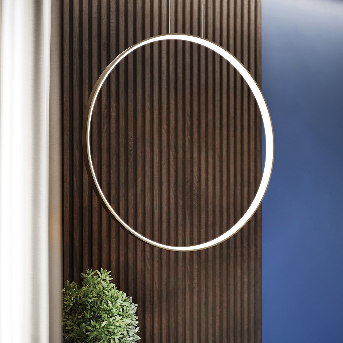 Suspension Aluminium Doré LED 1 Rio doré, EDEN